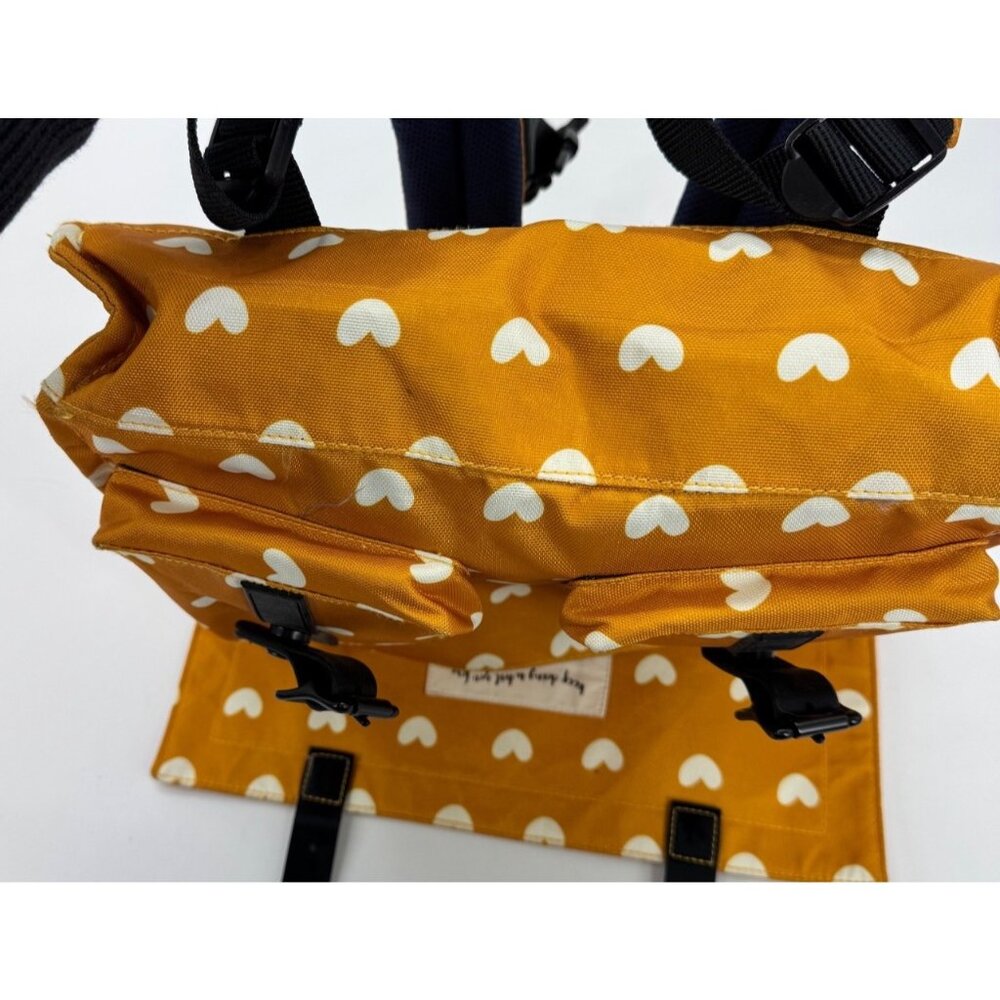 Tula Kids Backpack With Heart Print - Mustard Yellow & White - Dual Buckle Close - Picture 7 of 14
